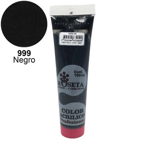 Pasta Acrílica Roseta en tubo Plano Negro 100cc