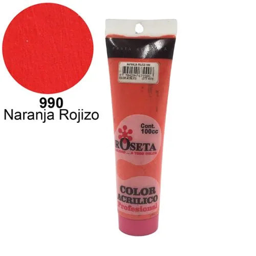 Pasta Acrílica Roseta en tubo Plano Naranja Rojizo 100cc