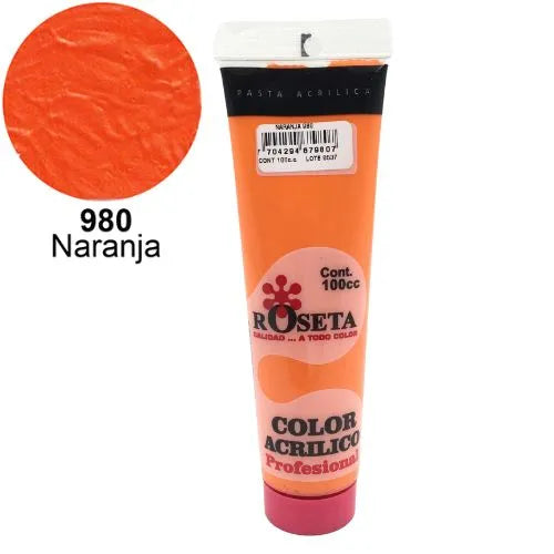 Pasta Acrílica Roseta en tubo Plano Naranja 100cc