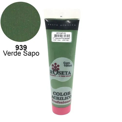 Pasta Acrílica Roseta en tubo Plano Verde sapo 100cc