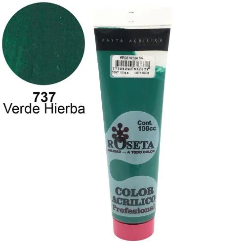 Pasta Acrílica Roseta en tubo Plano Verde Hierba 100cc