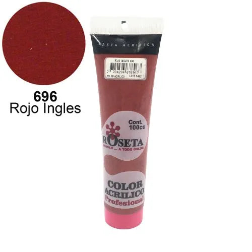 Pasta Acrílica Roseta en tubo Plano Rojo ingles 100cc