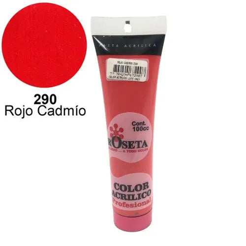Pasta Acrílica Roseta en tubo Plano Rojo Cadmio 100cc