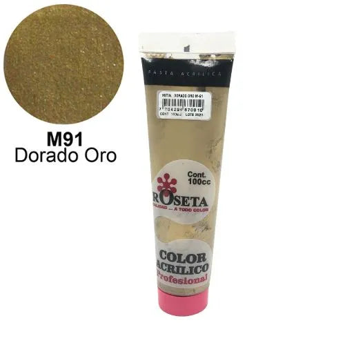 Pasta Acrílica Roseta en tubo Metalizado Dorado oro 100cc