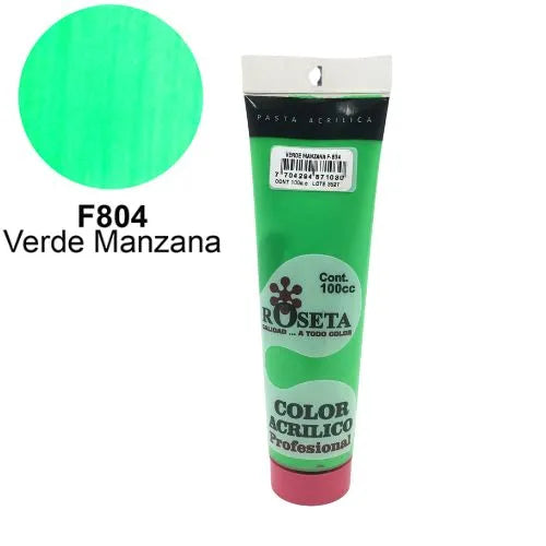 Pasta Acrílica Roseta en tubo Fluorescente Verde Manzana 100cc