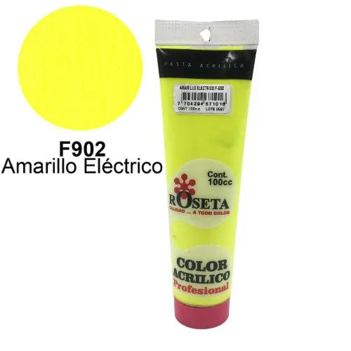 Pasta Acrílica Roseta en tubo Fluorescente Amarillo eléctrico 100cc