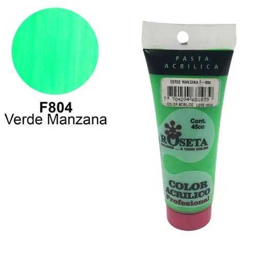 Pasta Acrílica Roseta en tubo Fluorescente Verde Manzana 45cc