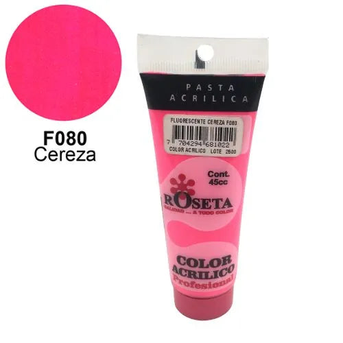 Pasta Acrílica Roseta en tubo Fluorescente Cereza 45cc