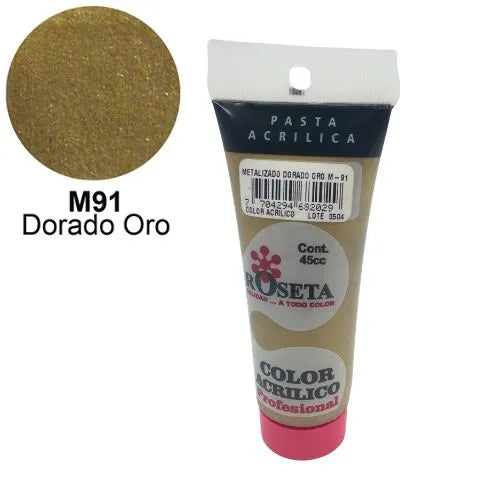 Pasta Acrílica Roseta en tubo Metalizado Dorado oro 45cc