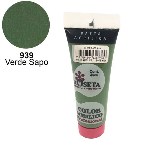 Pasta Acrílica Roseta en tubo Plano Verde sapo 45cc