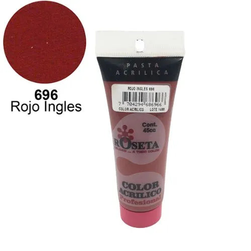 Pasta Acrílica Roseta en tubo Plano Rojo ingles 45cc