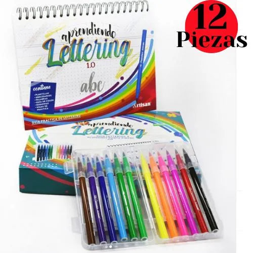 Plantillas en block para lettering con plumones x 12