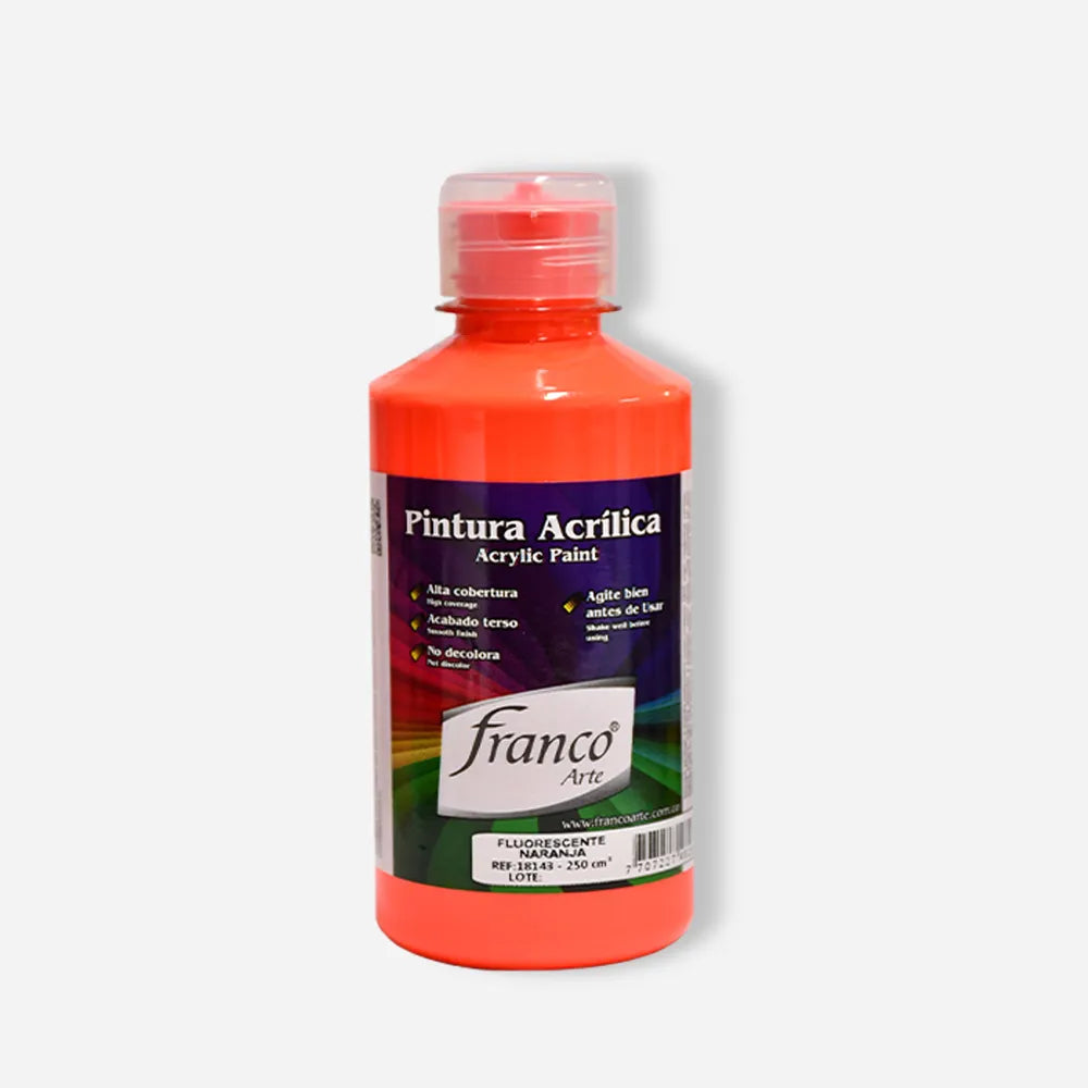 Pintura Acrílica Franco Arte al Frio X 250 ml - Fluorescente Naranja