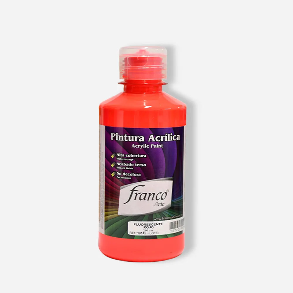 Pintura Acrílica Franco Arte al Frio X 250 ml - Fluorescente Rojo