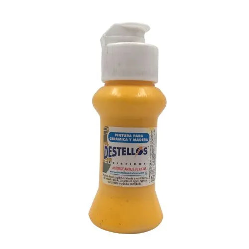 Pinturas Destellos De 60cc Para Cerámica Y Madera Amarillo Primario