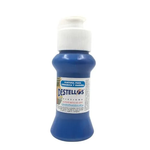 Pinturas Destellos De 60cc Para Cerámica Y Madera Azul Primario