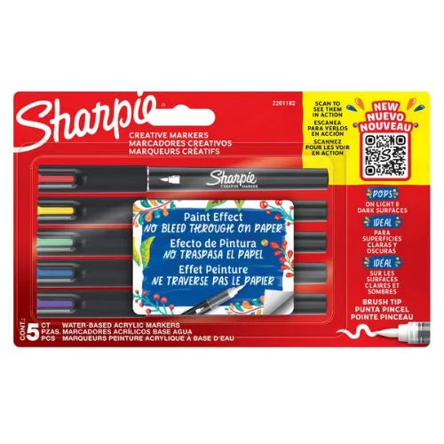 Marcadores acrilicos Sharpie - Punta pincel x5
