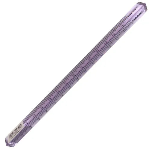 Regla triangular, en colores traslucidos marca Milan - Morado