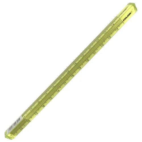 Regla triangular, en colores traslucidos marca Milan - Amarillo pastel
