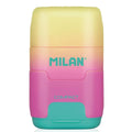 borrador sacapuntas con deposito, Milan linea sunset - Amarillo Rosado Turqueza