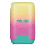 borrador sacapuntas con deposito, Milan linea sunset - Amarillo Rosado Turqueza