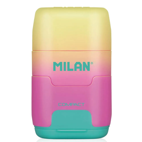 borrador sacapuntas con deposito, Milan linea sunset - Amarillo Rosado Turqueza