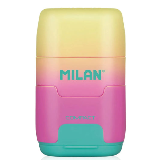 borrador sacapuntas con deposito, Milan linea sunset - Amarillo Rosado Turqueza