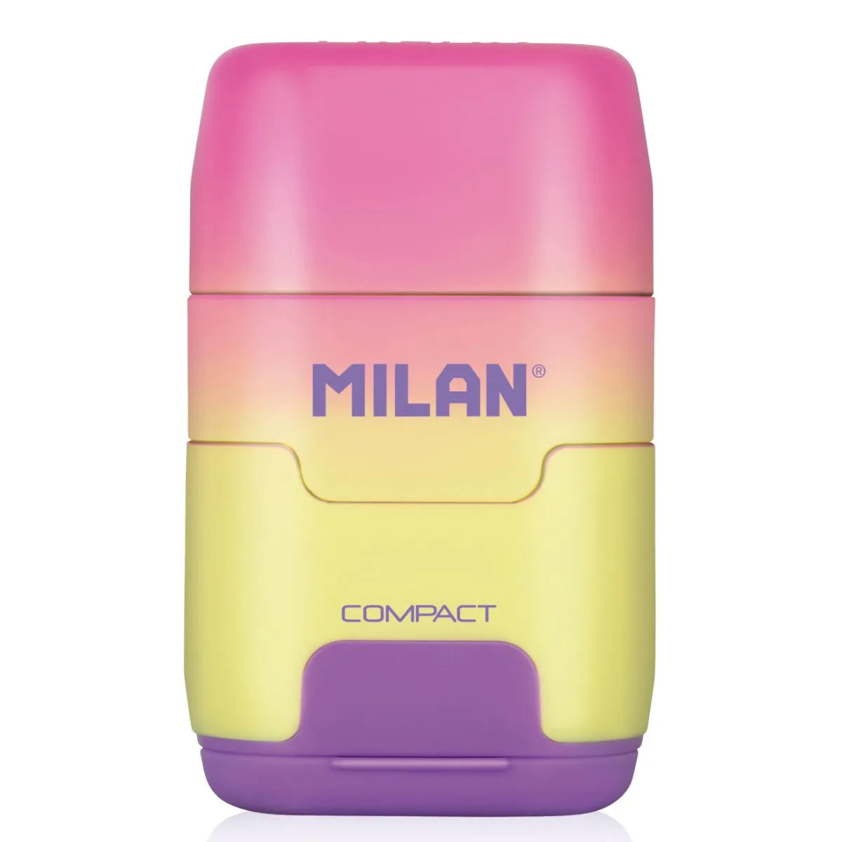 borrador sacapuntas con deposito, Milan linea sunset - Rosado Amarillo Lila