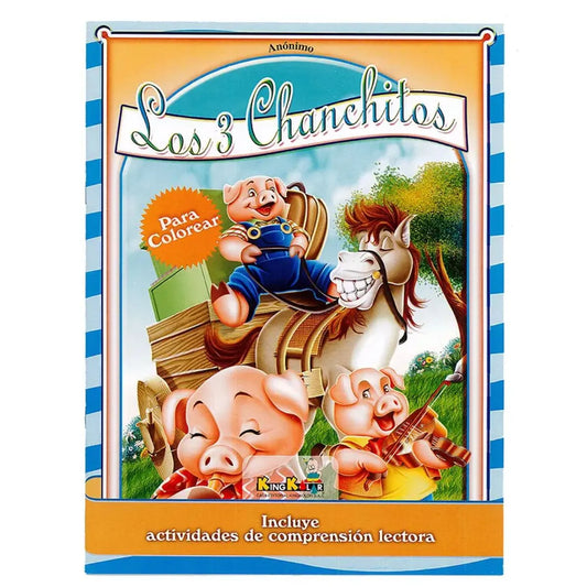 Libro para pintar En Idioma Español - King Kolor Los tres chanchitos