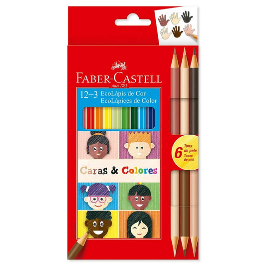 lapices colores piel, faber castell "Caras y colores" - 12 + 3