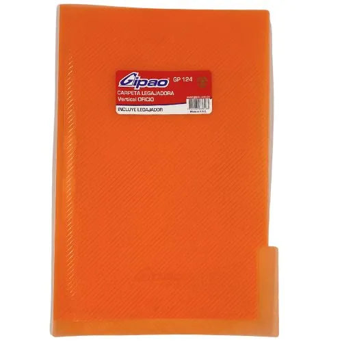 Carpeta Legajadora Plástica Oficio Naranja