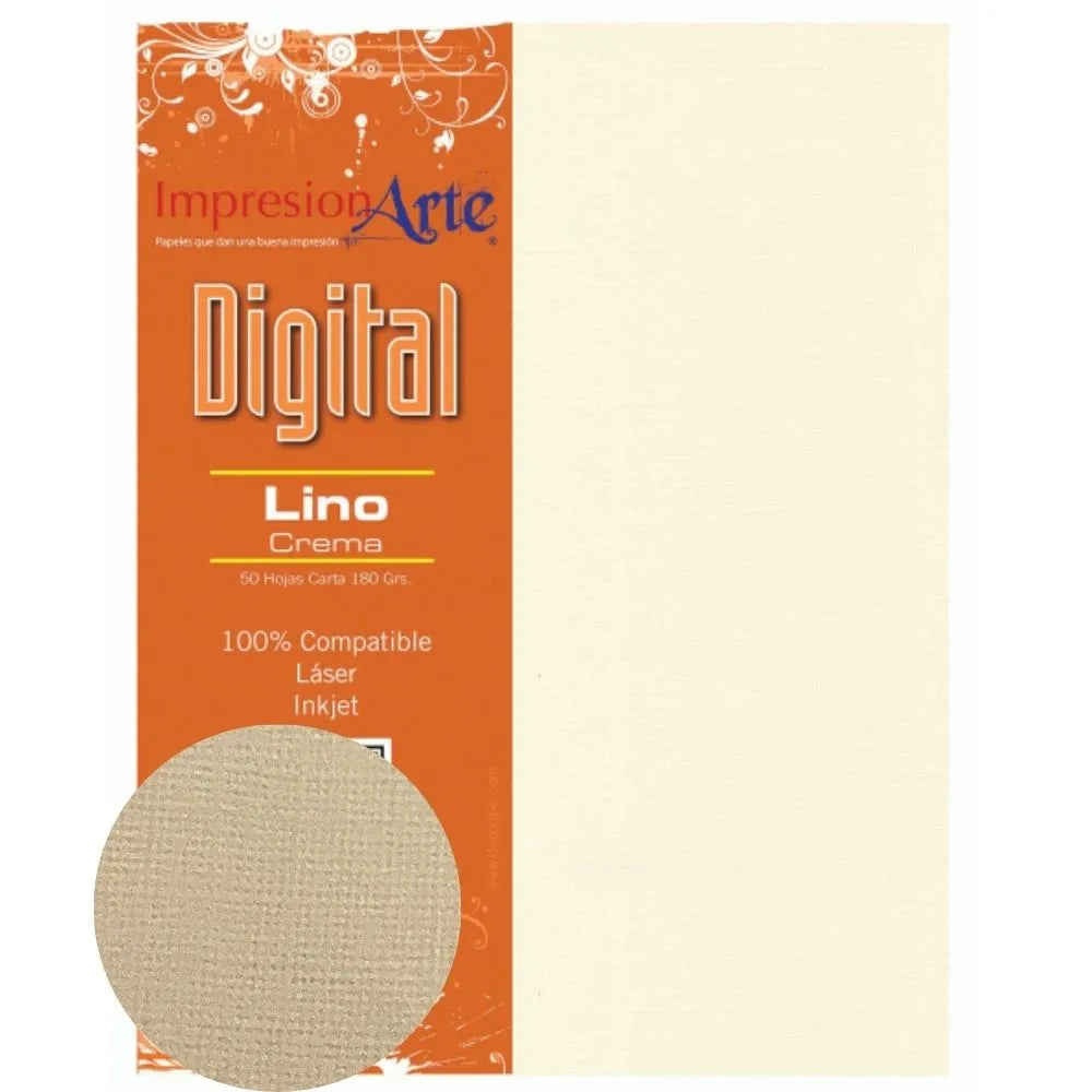 Cartulina Texturizada para Imprimir - Lino Crema