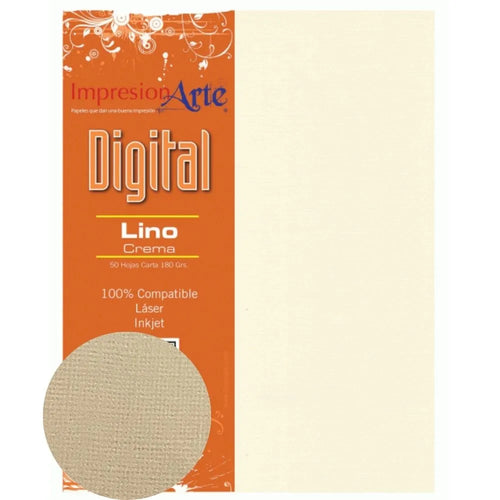 Cartulina Texturizada para Imprimir - Lino Crema