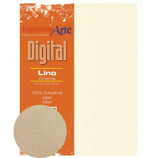 Cartulina Texturizada para Imprimir - Lino Crema