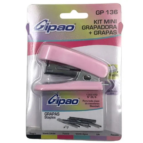 Grapadora o engrapadora Gipao GP/136 + Grapas Rosado