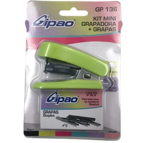 Grapadora o engrapadora Gipao GP/136 + Grapas Verde Limon