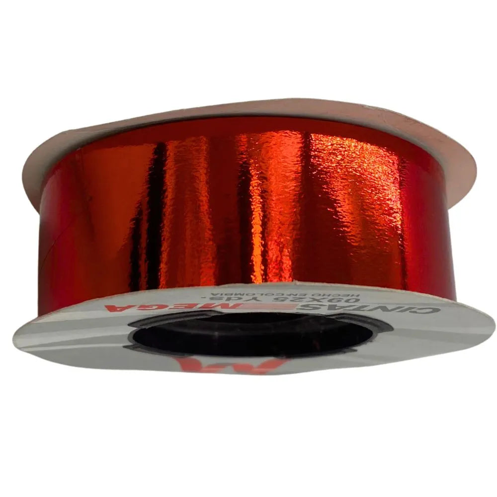 Cinta de Papel Para Moños 09X25 Rojo Metalico