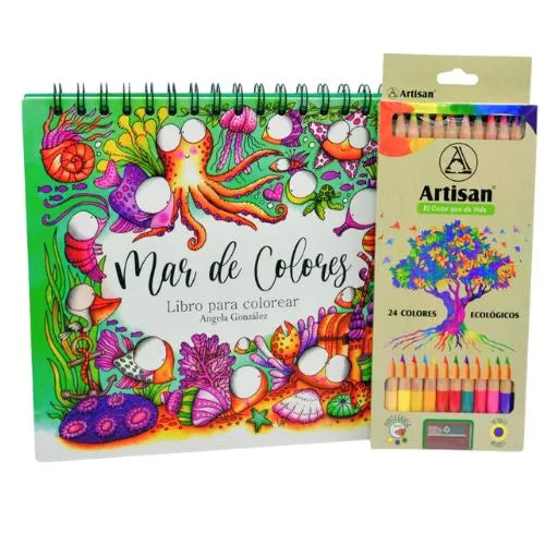 libro para colorear mas colores x24, marca Artisan - Mar de