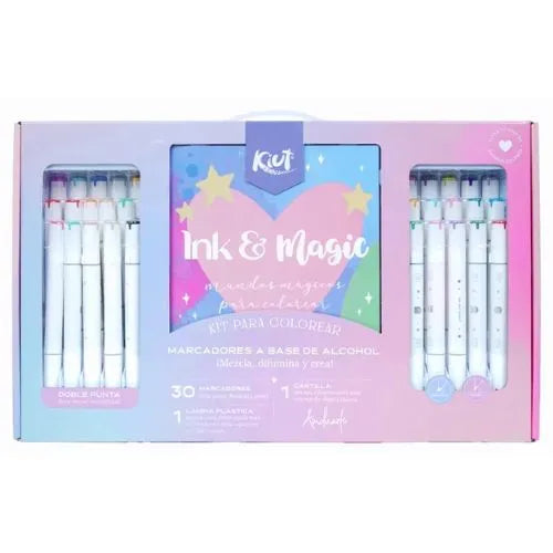 Kit de Creatividad para Colorear Kiut x 30 Marcadores Doble Punta