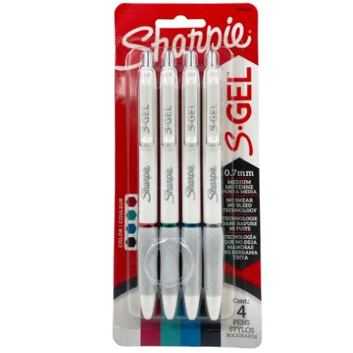 Lapiceros Punta Fina, Tinta De Gel Marca Sharpie - Basicos Cuerpo Blanco x4