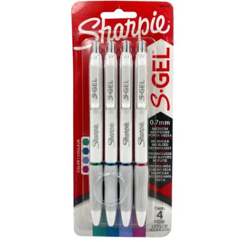 Lapiceros Punta Fina, Tinta De Gel Marca Sharpie - Surtidos Cuerpo Blanco x4