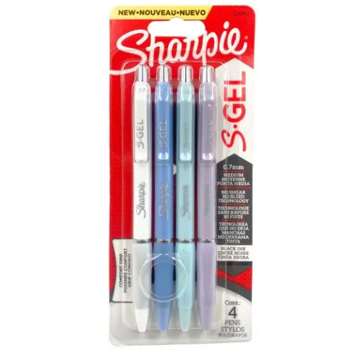 Lapiceros Punta Fina, Tinta De Gel Marca Sharpie - Negro Cuerpo Colores Pastel x4