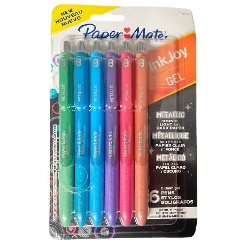 Lapicero Gel Paper Mate / Quick-Dry Metalico x6