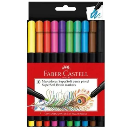 Marcadores Punta Pincel Faber Castell SuperSoft - 10 Uds