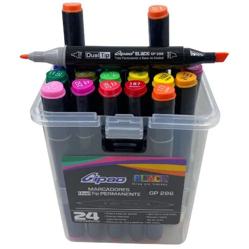 Marcador De Alcohol DualTip de Gipao X 24