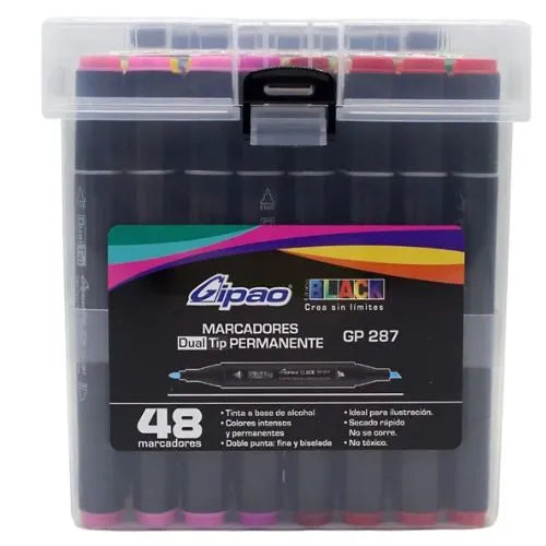 Marcador De Alcohol DualTip de Gipao X 48