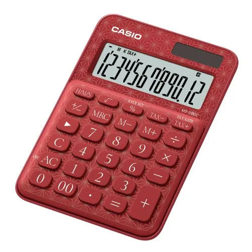 Calculadora 12 digitos, Casio MS-20UC - Estampada ASANOHA ROJO
