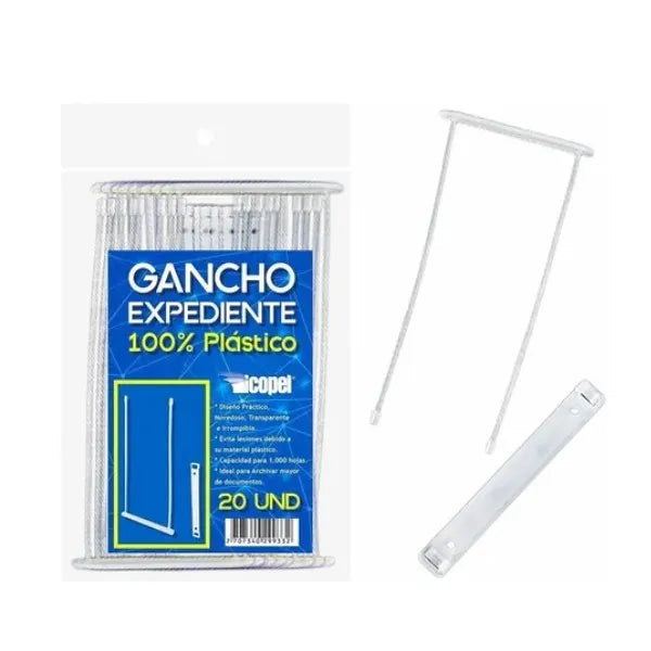 Gancho Legajador Plástico Expediente Icopel X 20