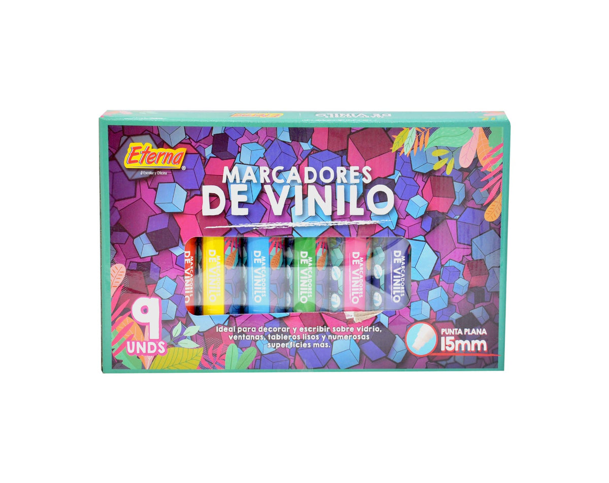 Marcadores de vinilo Eterna ET562 x 9, punta plana de 15 mm