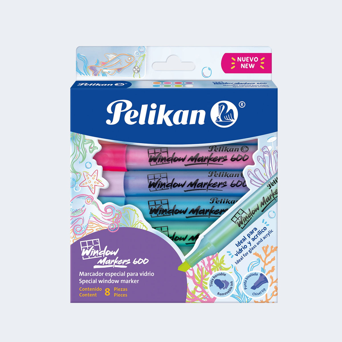 COLOMBIA - Referencia oficial Pelikan Window Markers 600 x8 - empaque